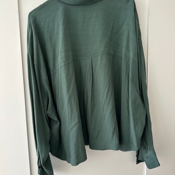 Madewell | Hunter Green | Lusterweaver Cropped Button Up Top | 3XL | NWOT - Picture 3 of 3